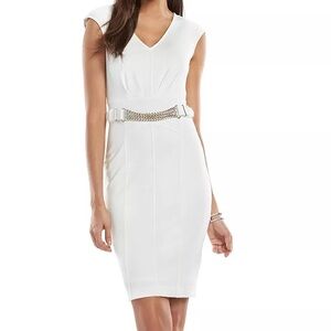 Jennifer Lopez Pleated Ponte Sheath Dress Sz 14